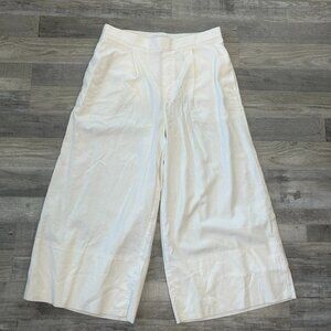 Banana Republic linen blend wide leg high rise pants elastic waist Large F20